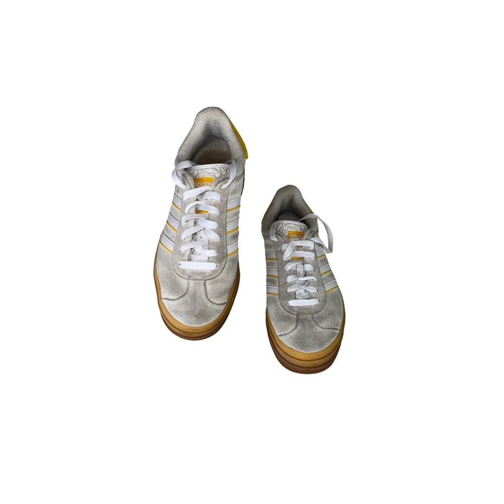 Adidas Gazelle Bold Grey Yellow Gum Platform Suede Sneakers Women Mens